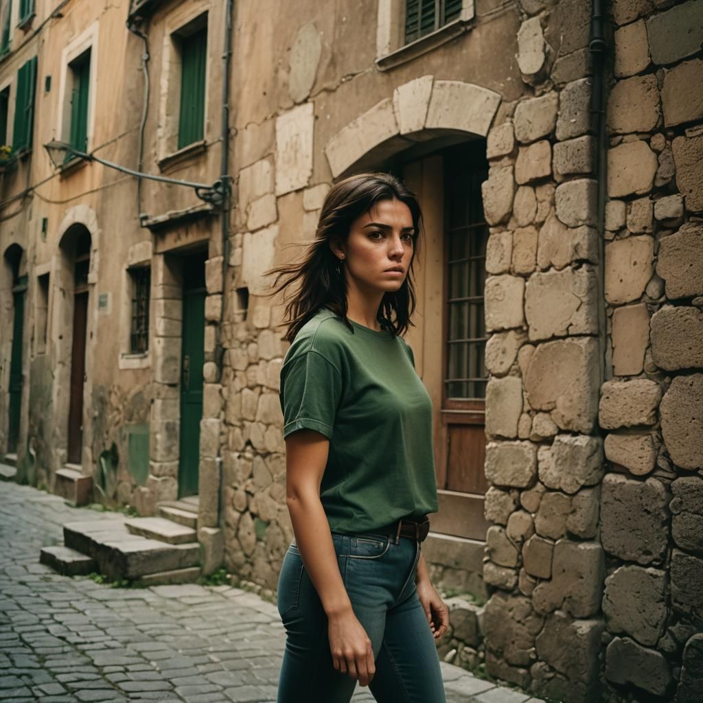 Girl Ready to Fight in Italian Town: Cinematic Film