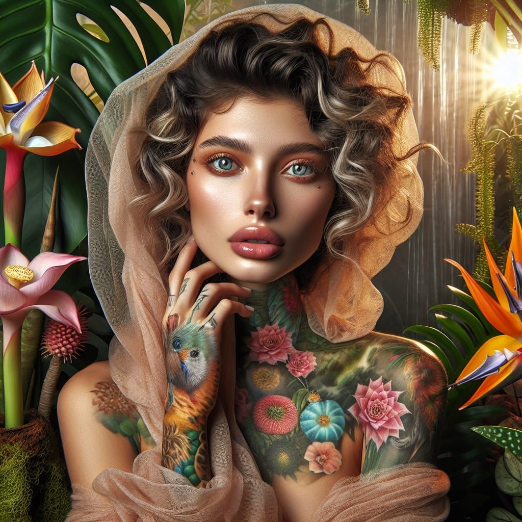 Exotic Beauty: Portrait in a Botanical Garden