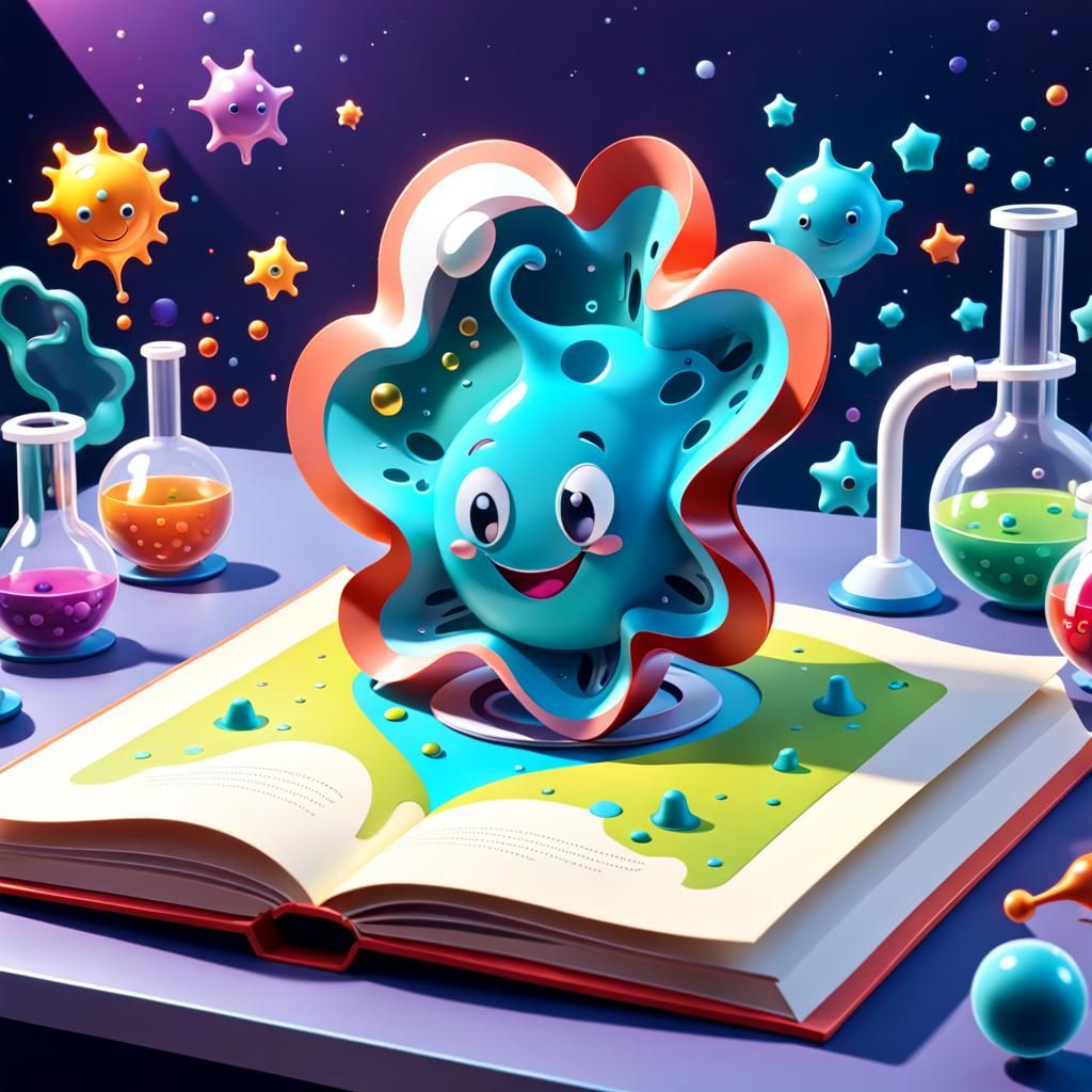 Amoeba pop-up book in science lab