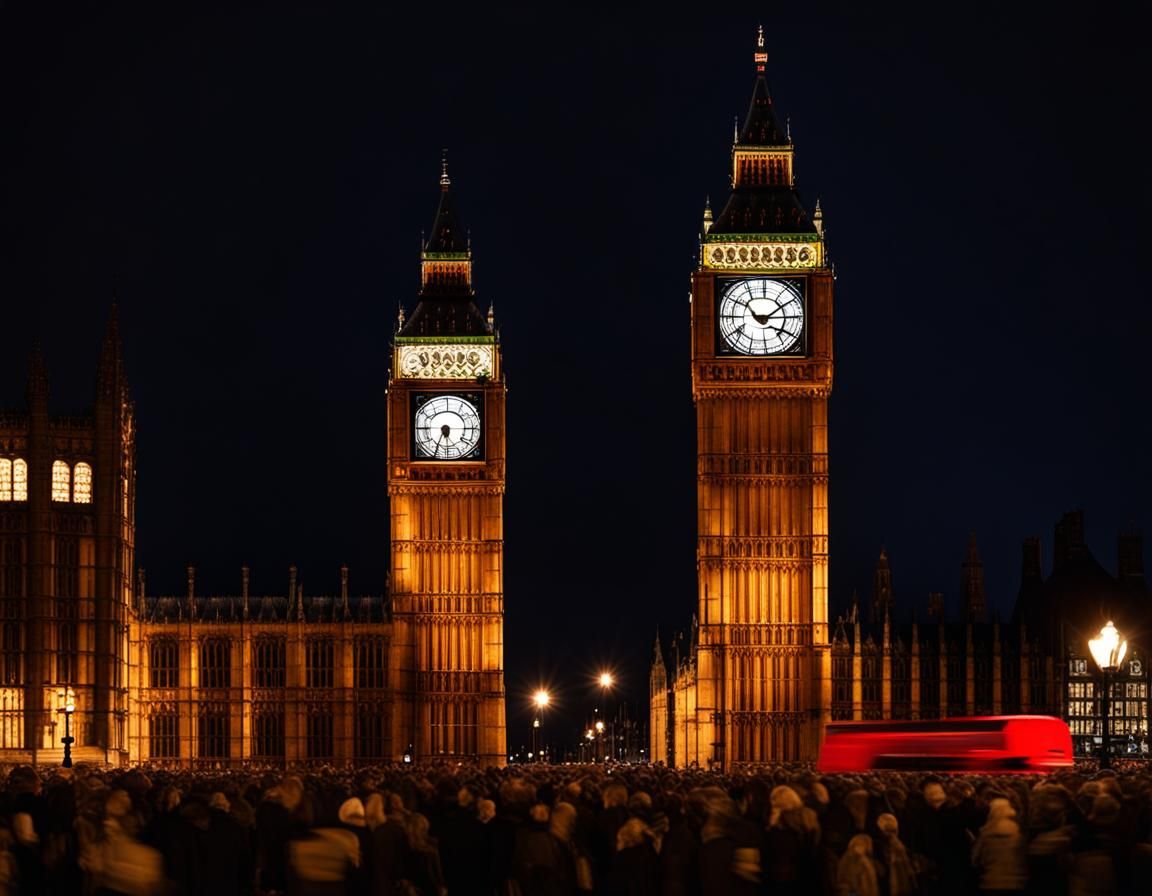 Big Ben Clock Tower at Midnight Celebration