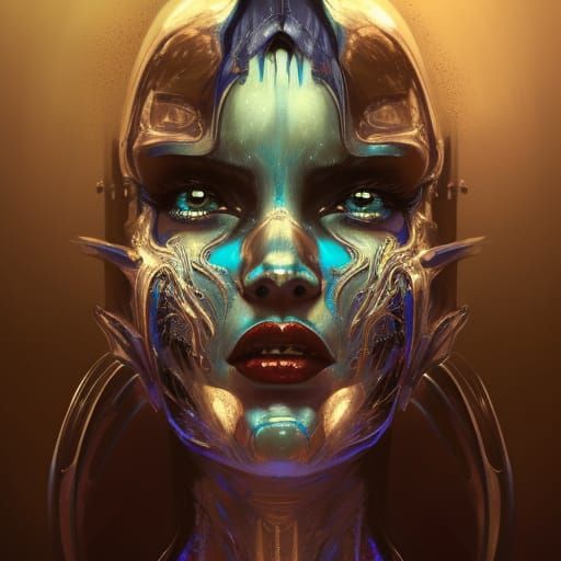 Futuristic Horror Portrait of a Beautiful Woman