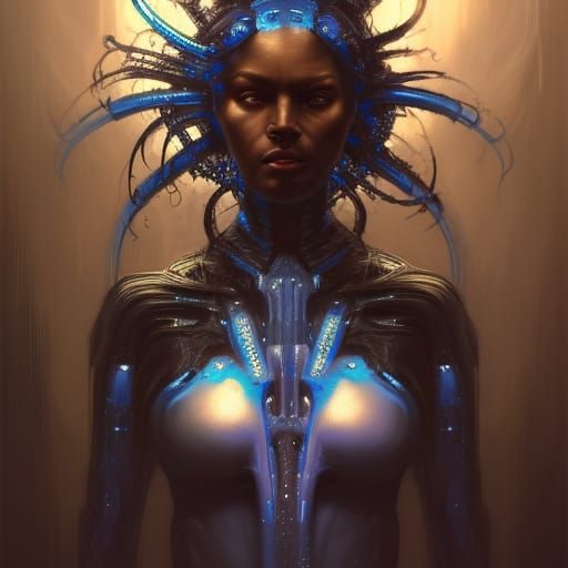 Futuristic Horror Portrait in Giger Style