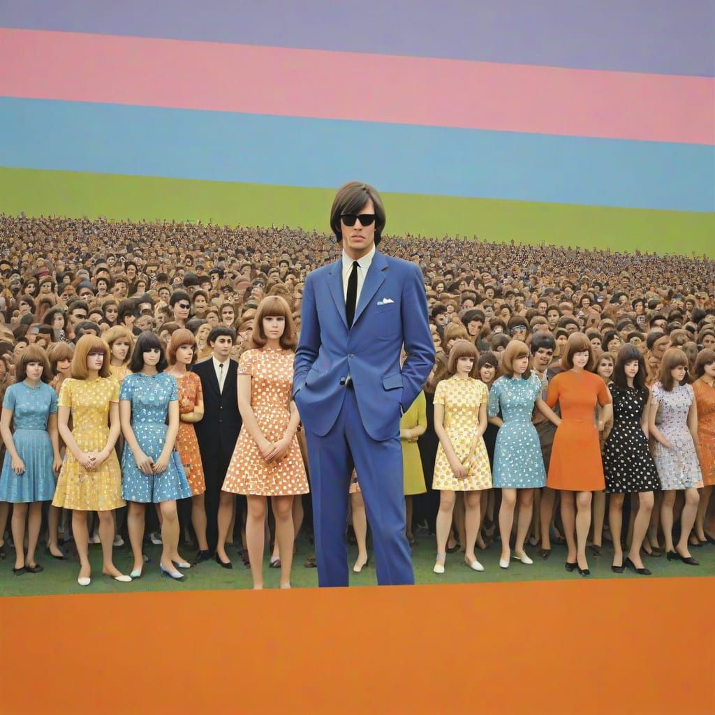 Vivid 1960s Rock Concert Crowd Scene