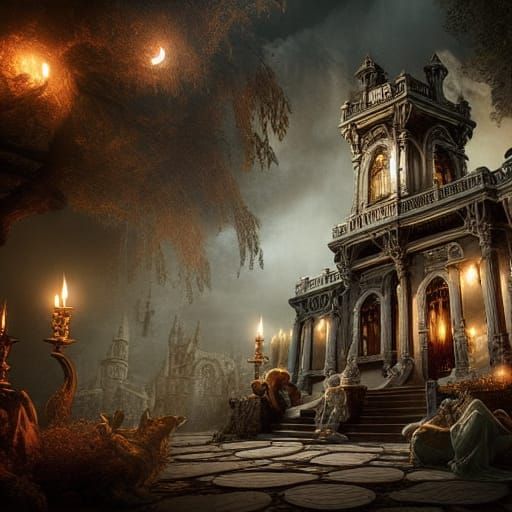 Magical Werewolf Mansion in Gothic Rococo Style