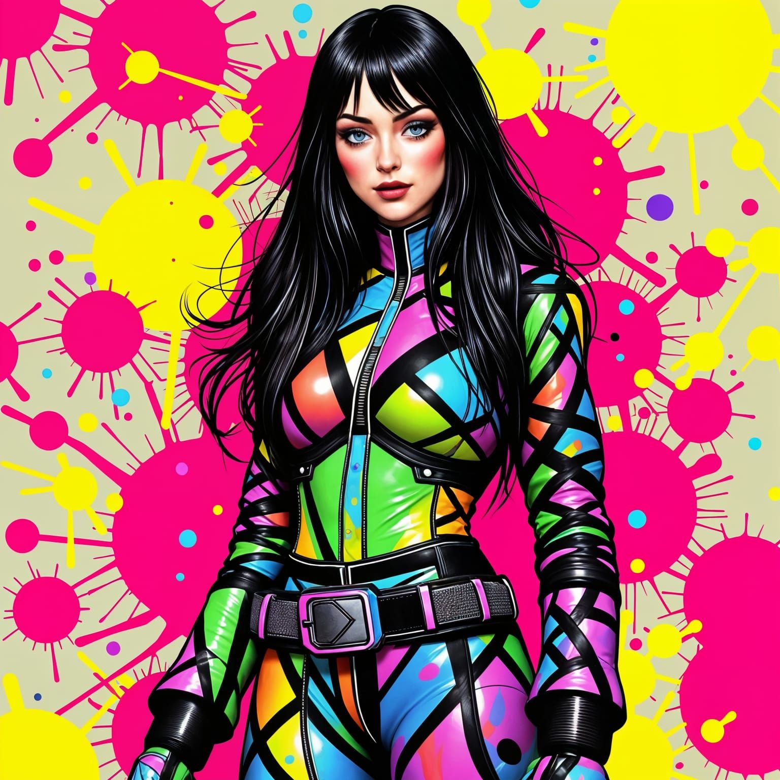 Vibrant Geometric Art in Triadic Colors