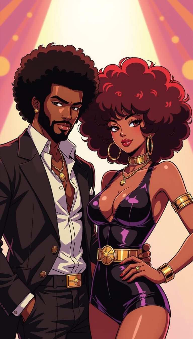 1970s Band Posing in Anime Style