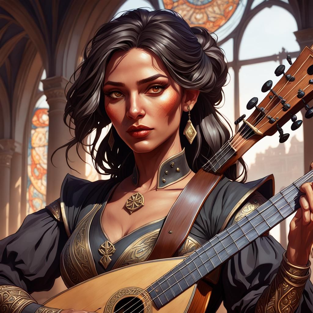 Fantasy Bard Portrait in Hyperdetailed Digital Art