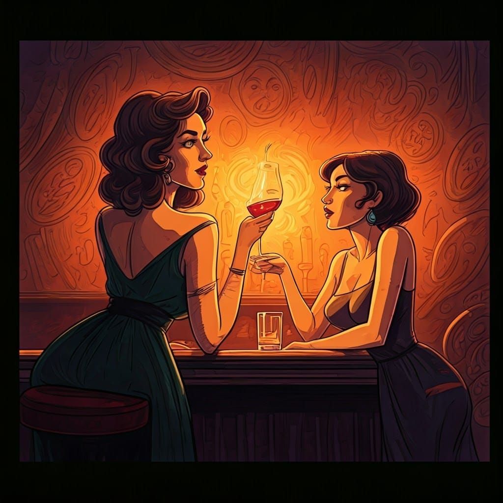 Tipsy Ladies in Bar: Madcap Cartoon Caper