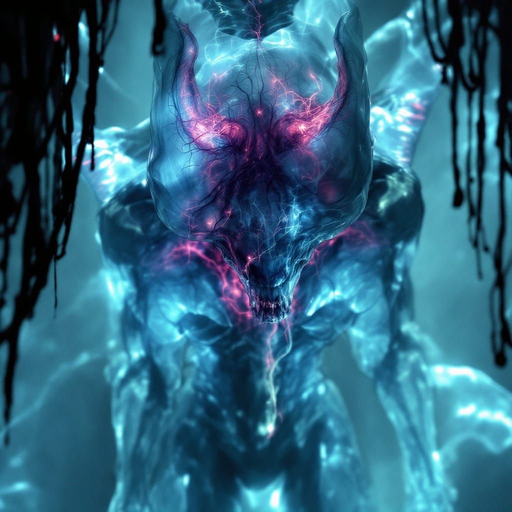 Translucent Alienpunk Creature in an Alien Hive