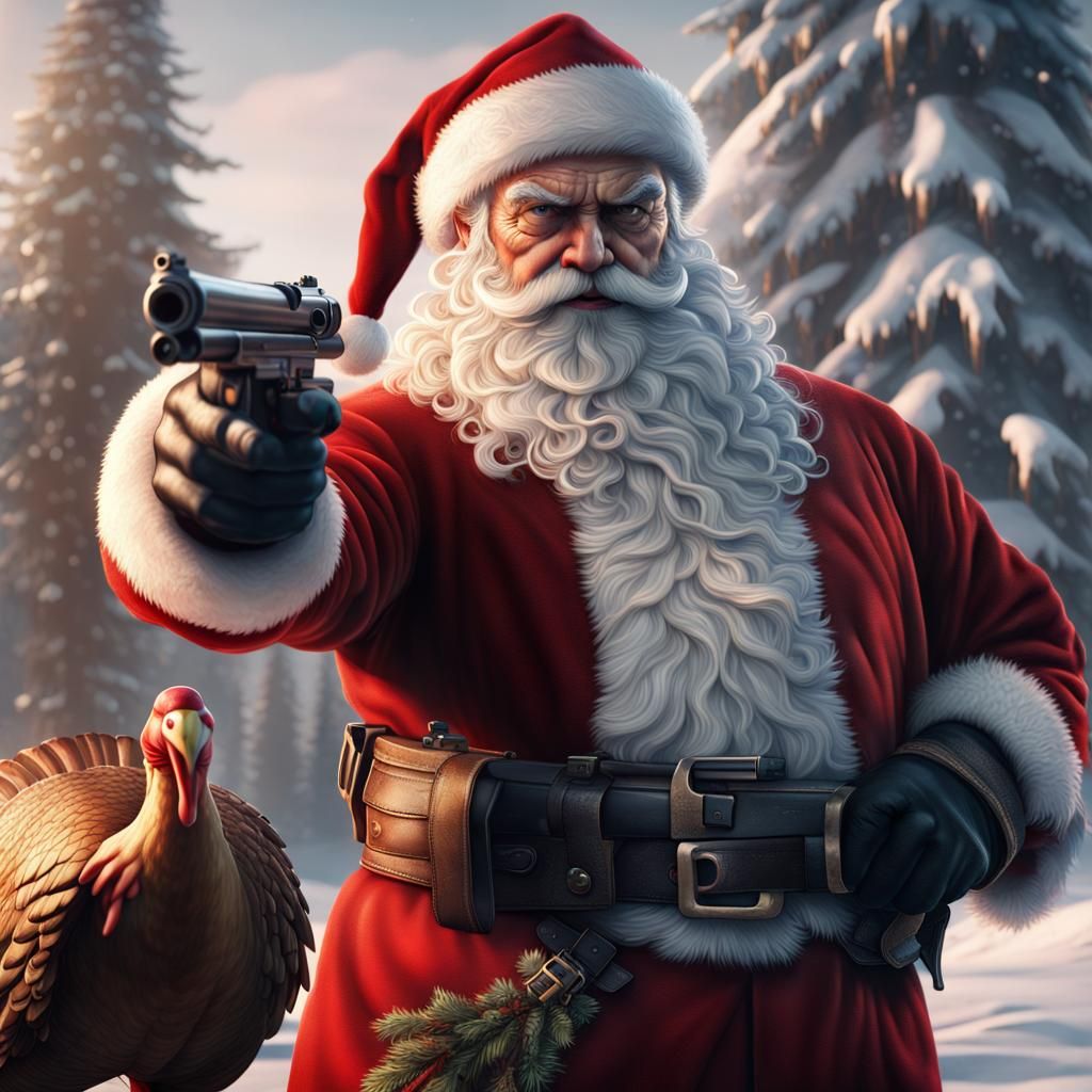 Santa Claus Threatens Turkey in Detailed Matte Painting