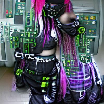 Cybergoth Fashion in Cyberpunk Cityscape