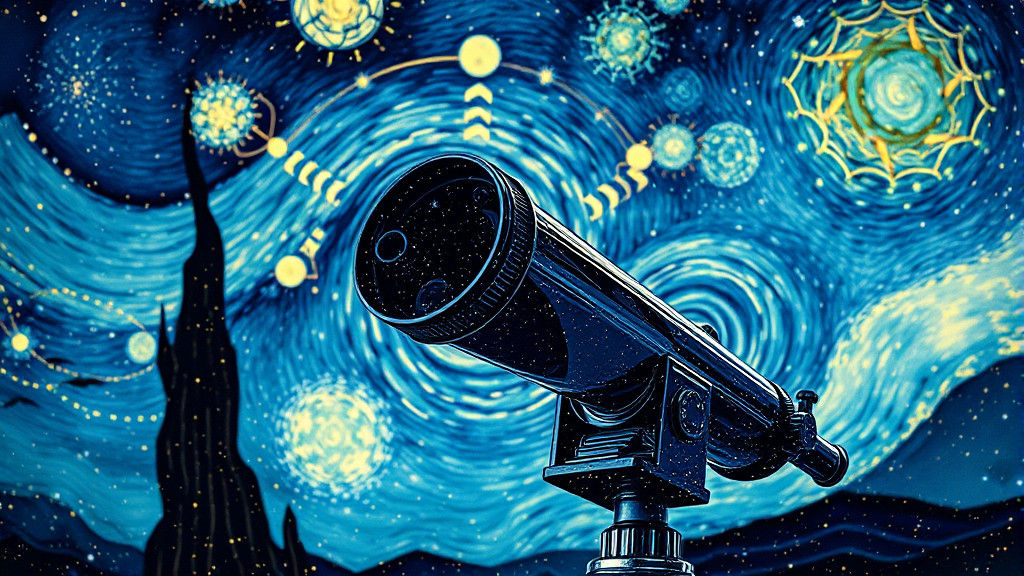 Starry Night Telescope in Van Gogh Style