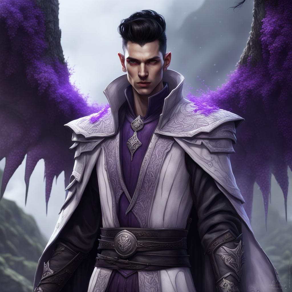 Young Human Sorcerer in Detailed Matte Painting