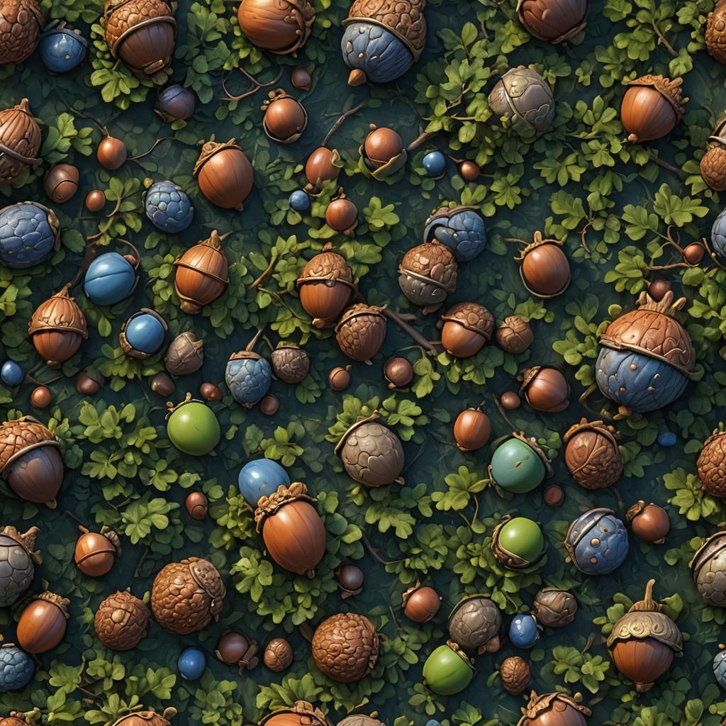 Detailed Matte Painting of an Acorn in Deep Color