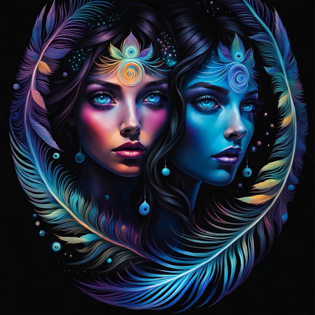 Bioluminescent Eyes in Astral Double Exposure Art