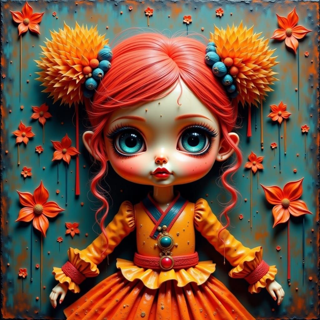Chibi-Eyed Doll in a Storybook World