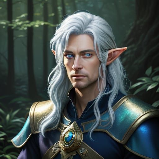 Handsome Fantasy Elf Portrait in Digital Art Style