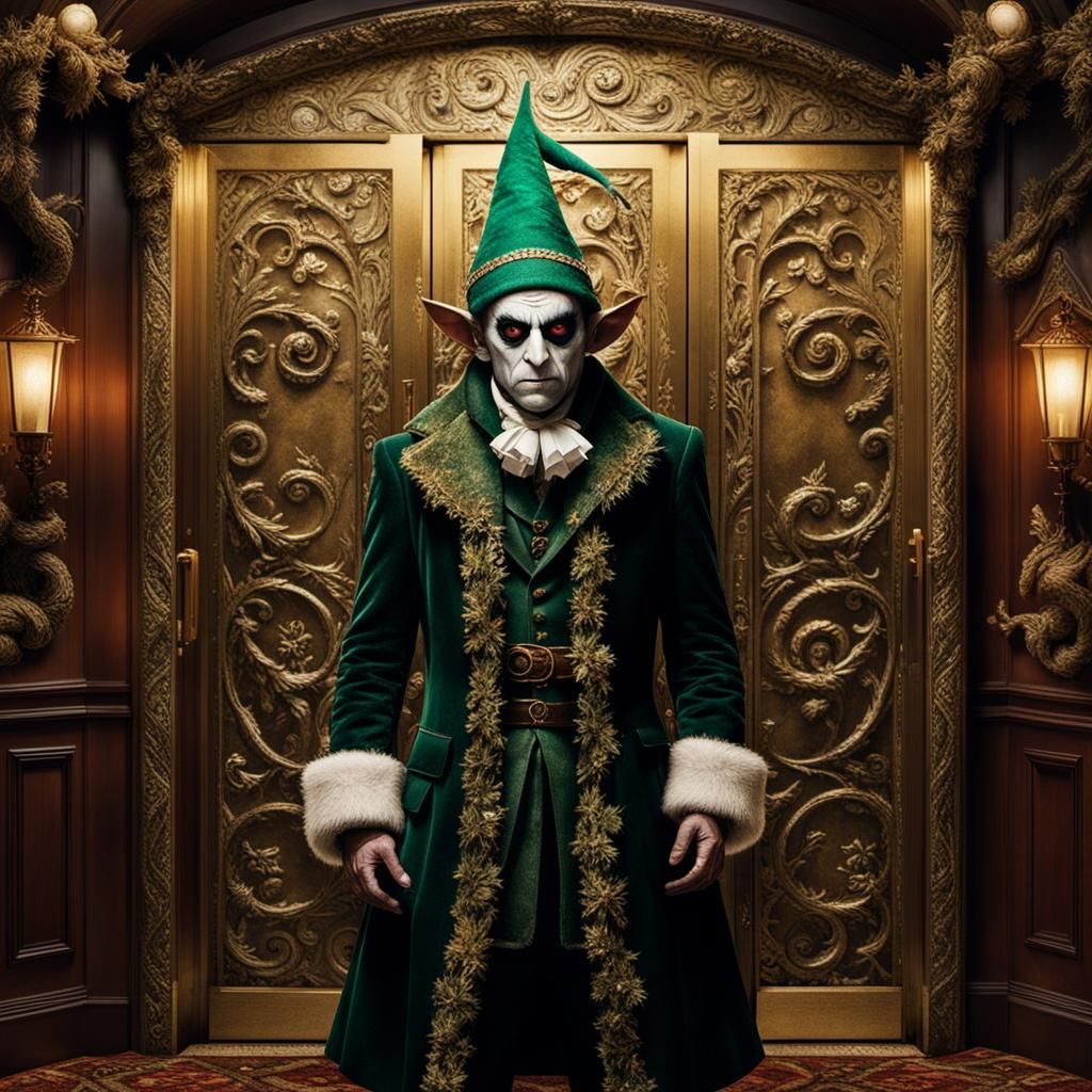 Elegant Christmas Chaos: A Deranged Elf's Descent
