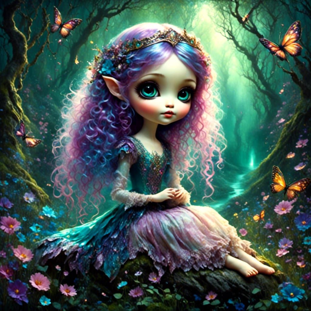 Mystical Forest Dreamscape with Expressive Elf