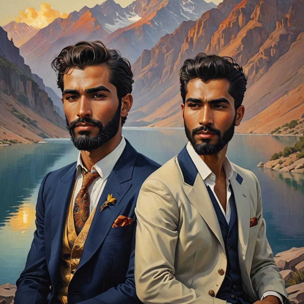 Gay Couple Portrait in Rolf Armstrong Style