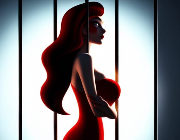 Jessica Rabbit Shadowy Silhouette in Pixar Style