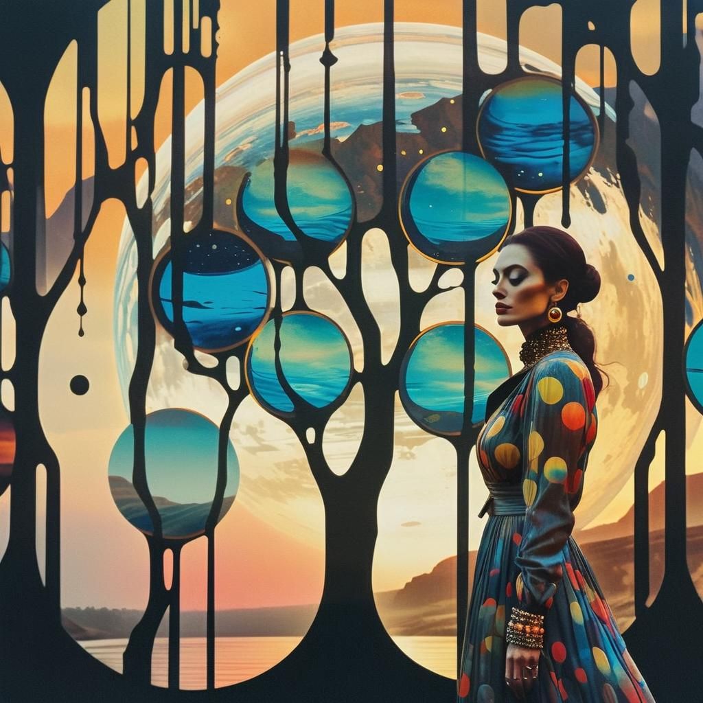 Surreal Double Exposure Portrait on Alien Planet