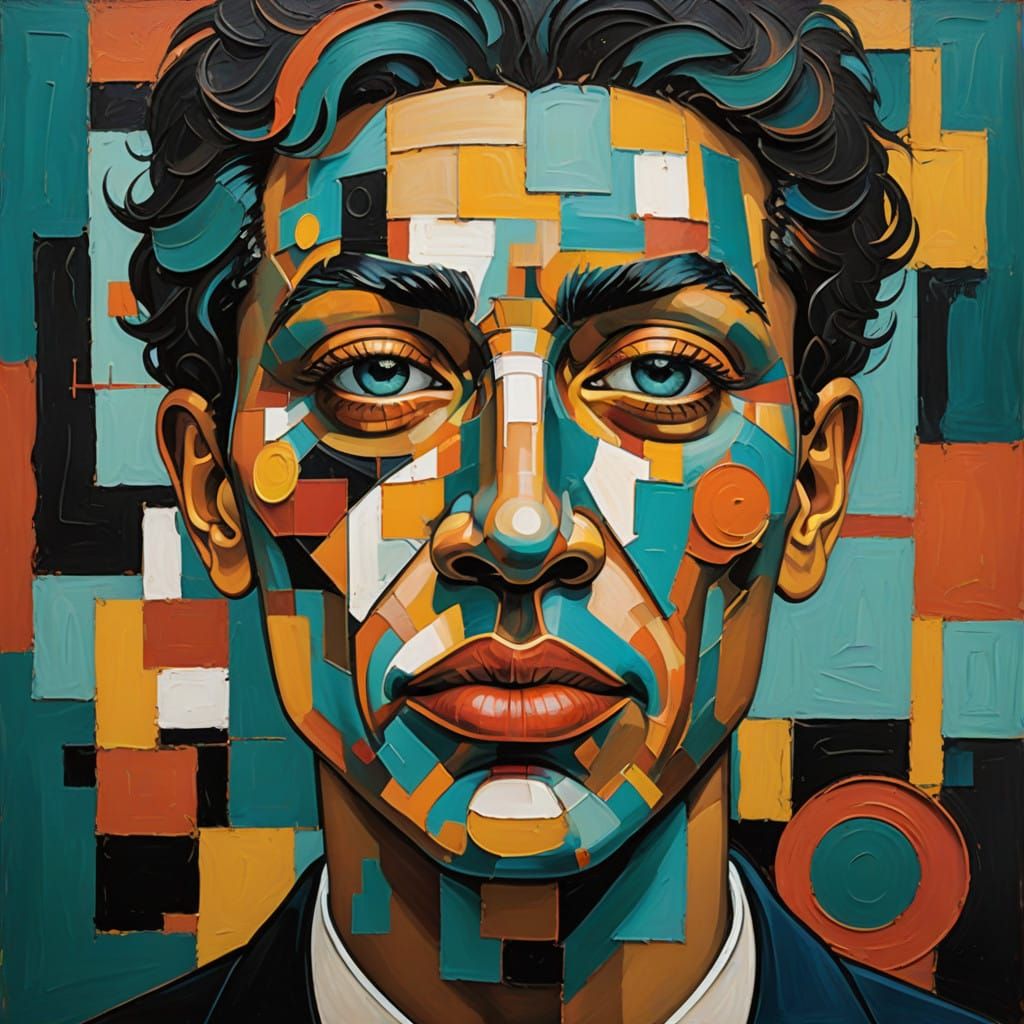 Cubist Portrait in Earthy Tones