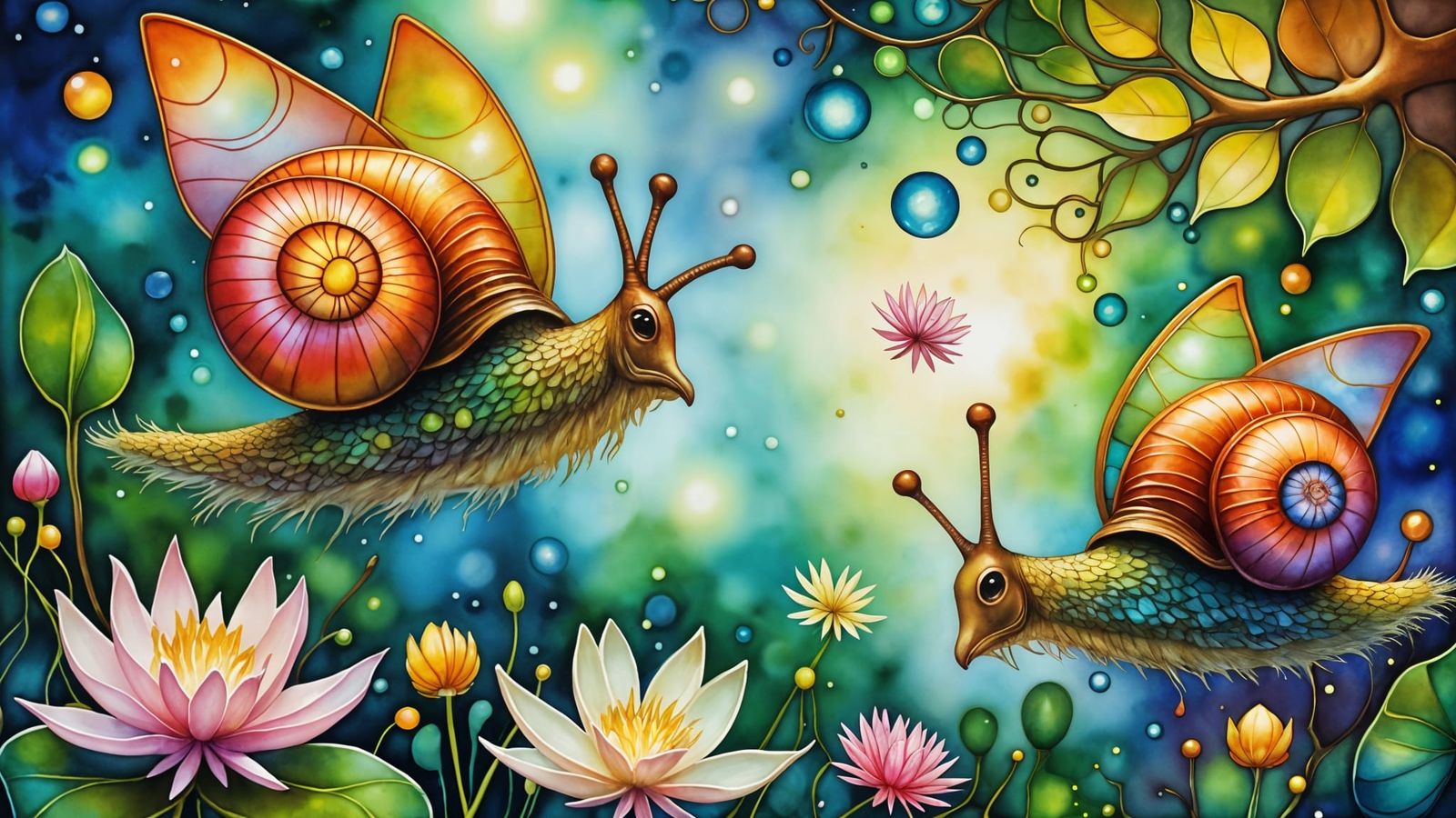 Whimsical Snail-Moths Take Flight in Dreamy Watercolor Lands...