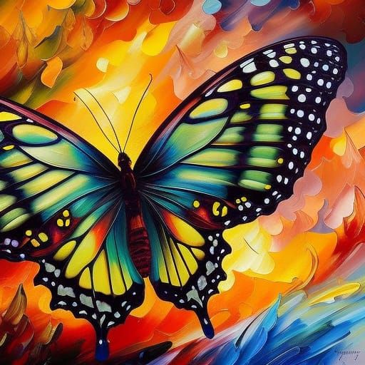 Epic Iron Butterfly in Expressionist Style