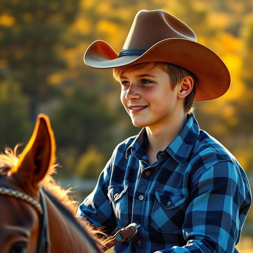 Cowboy Portrait in American Wilderness, Detailed Digital Art