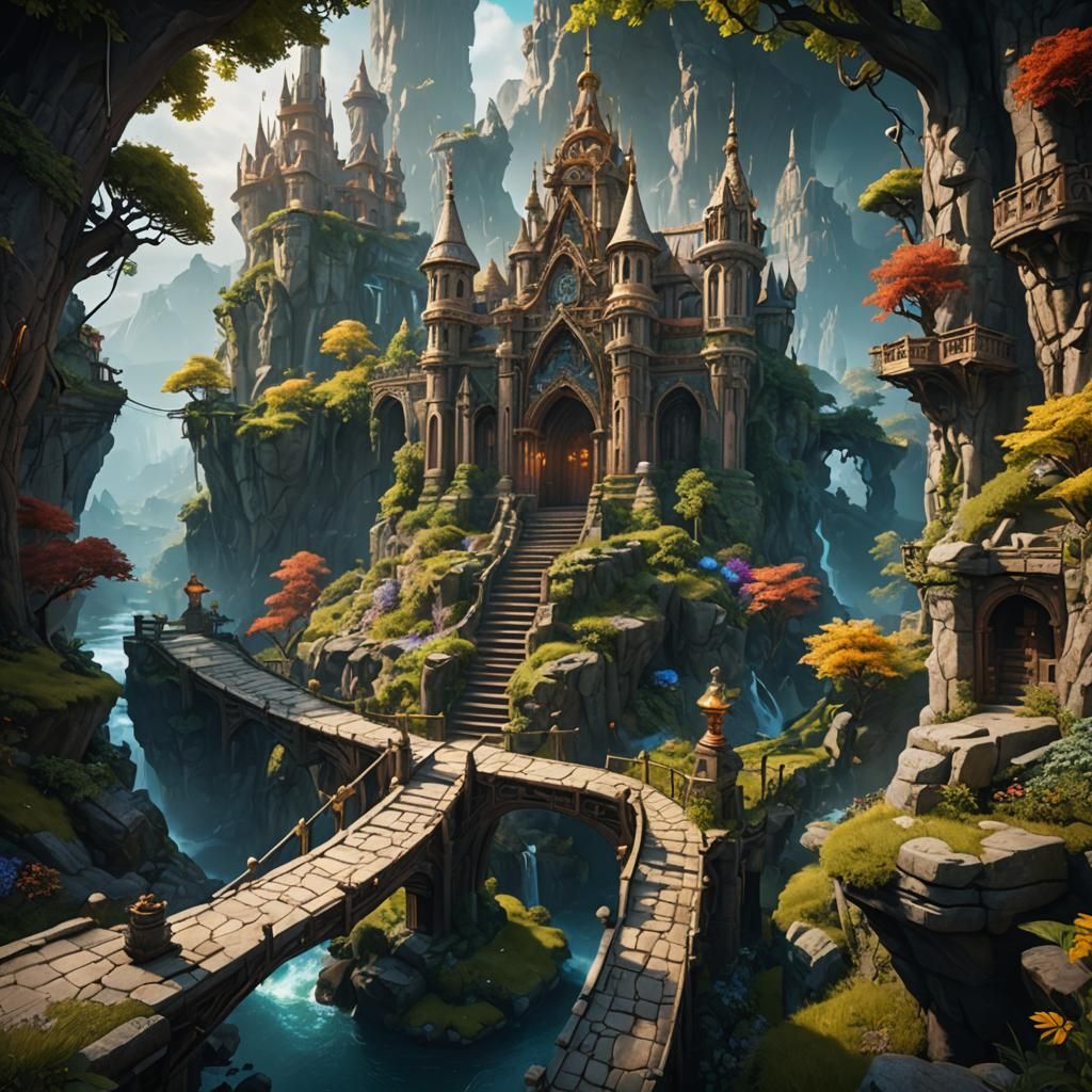 Fantastical Path to Wisdom: Detailed Matte Painting