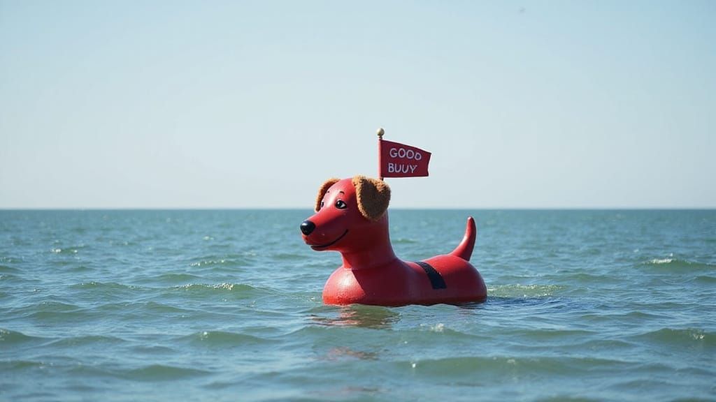 Dog-Shaped Buoy Bobbing Serenely in Calm Ocean