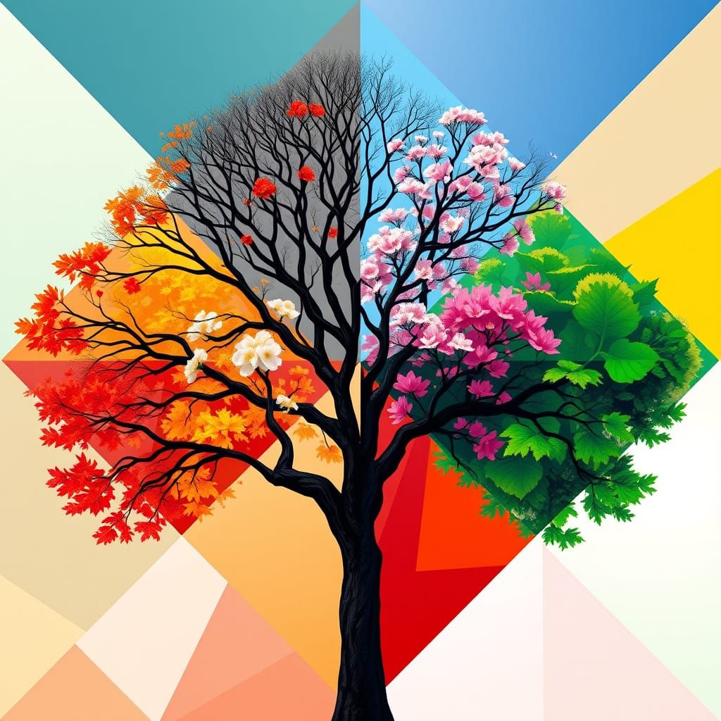 Four Seasons in Cubist Harmony