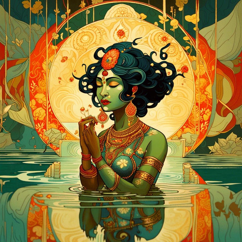 Goddess Kali Mirrored Reflection in Indian Folkloric Art