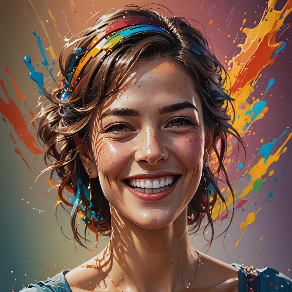 Hyperrealistic Portrait of a Smiling Lady