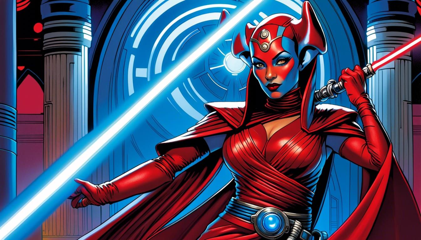 Blue Twi'lek Sith Lord with Red Lightsaber
