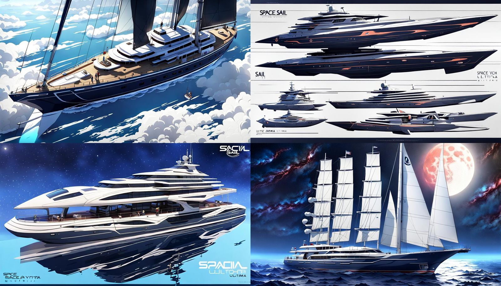 Futuristic Space Yacht in Anime Style 3D Rendering