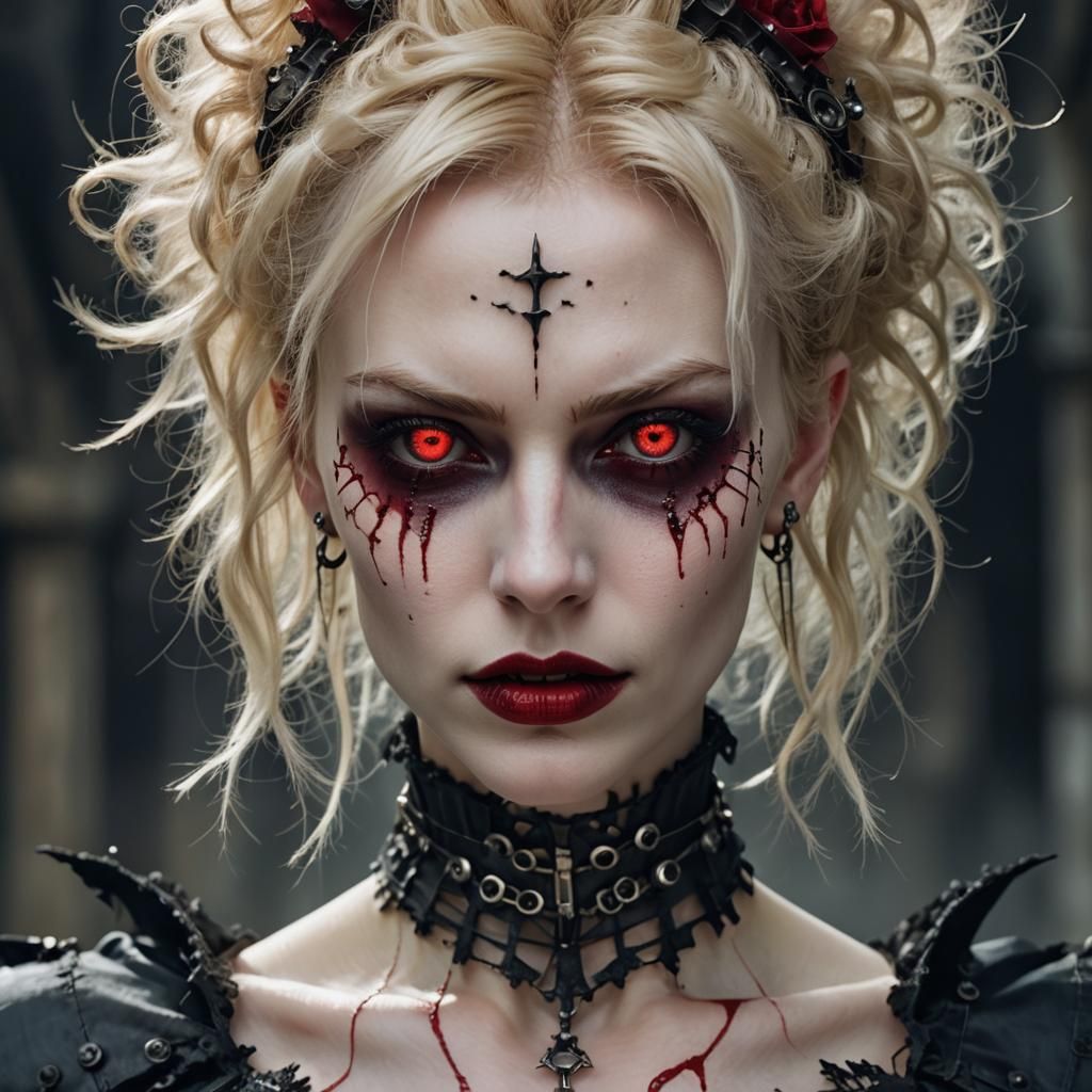 Cyborg Witch Portrait in Steampunk Laboratory