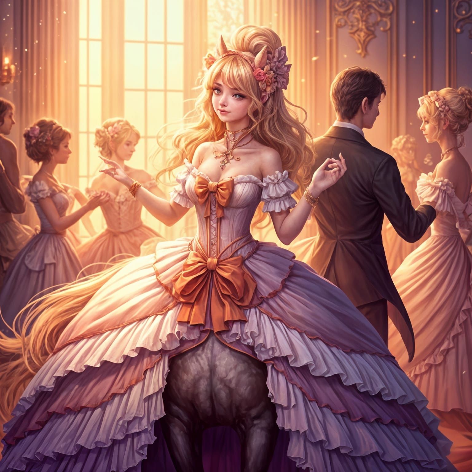 Elegant Centaur Maiden in Ballroom Scene