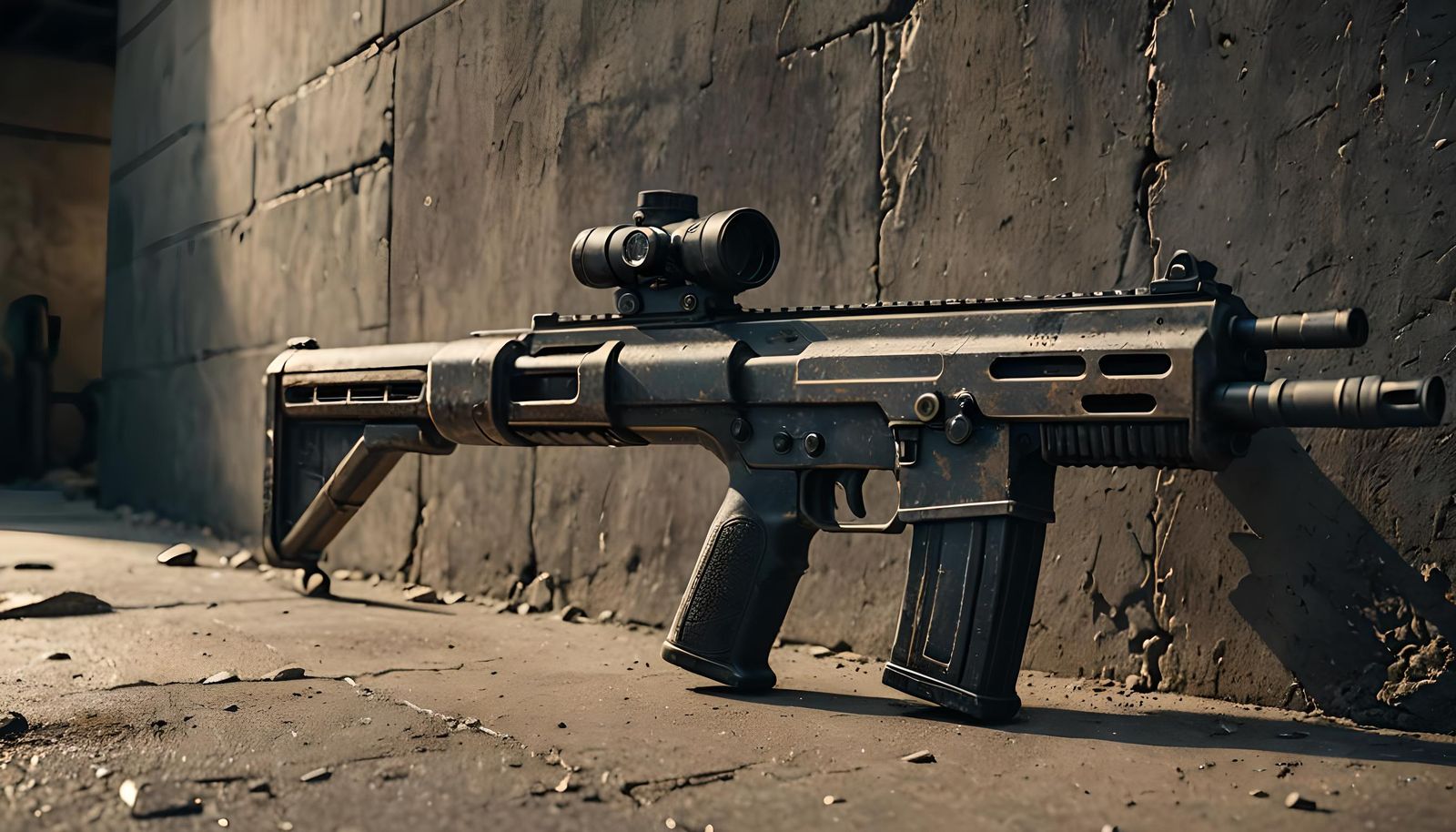 Detailed Tactical Shotgun in Industrial Setting