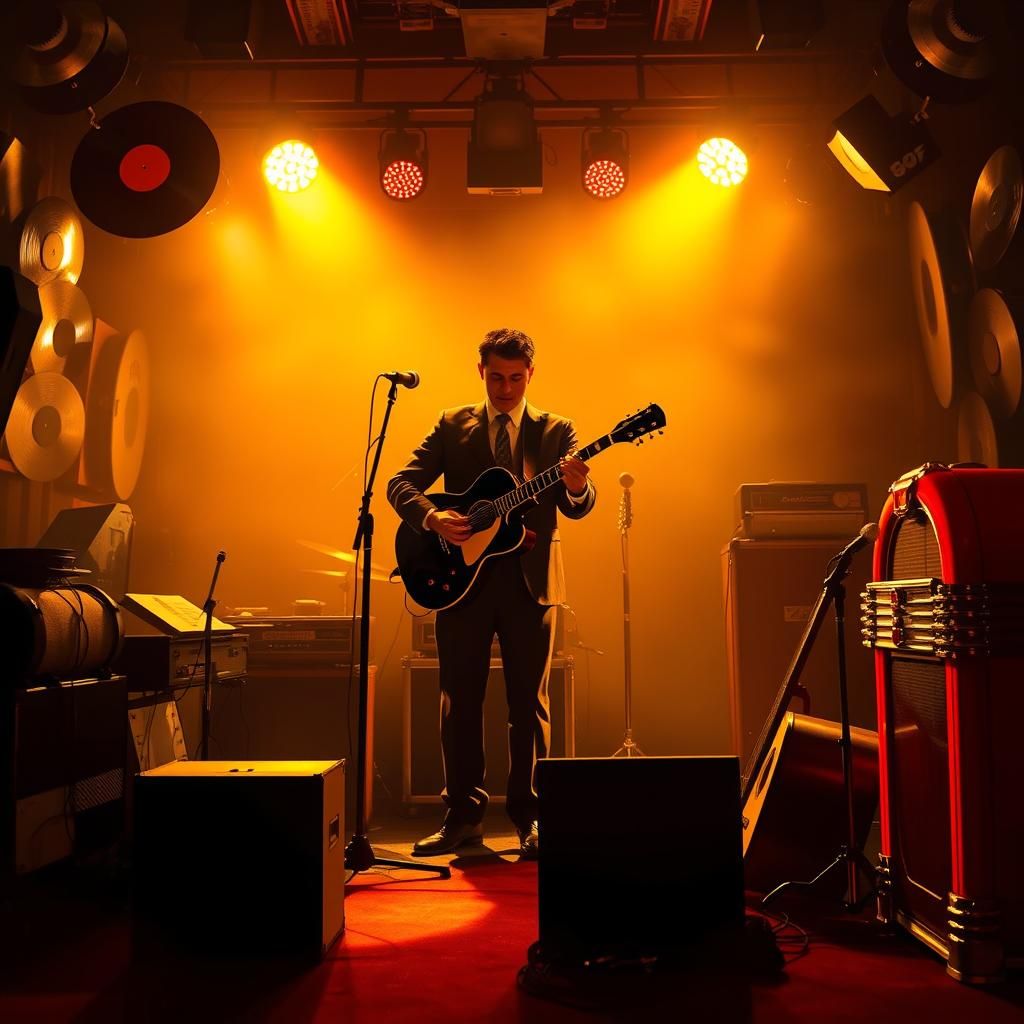 1950s Musician on Stage in Robert McGinnis Style