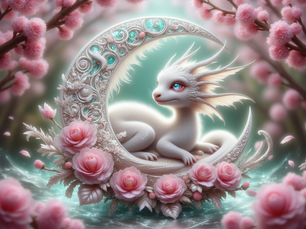 Baby Feather Dragon in Crystal Moon Garden