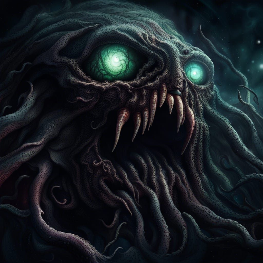 Terrifying Cosmic Horror with Tentacles and Eyes
