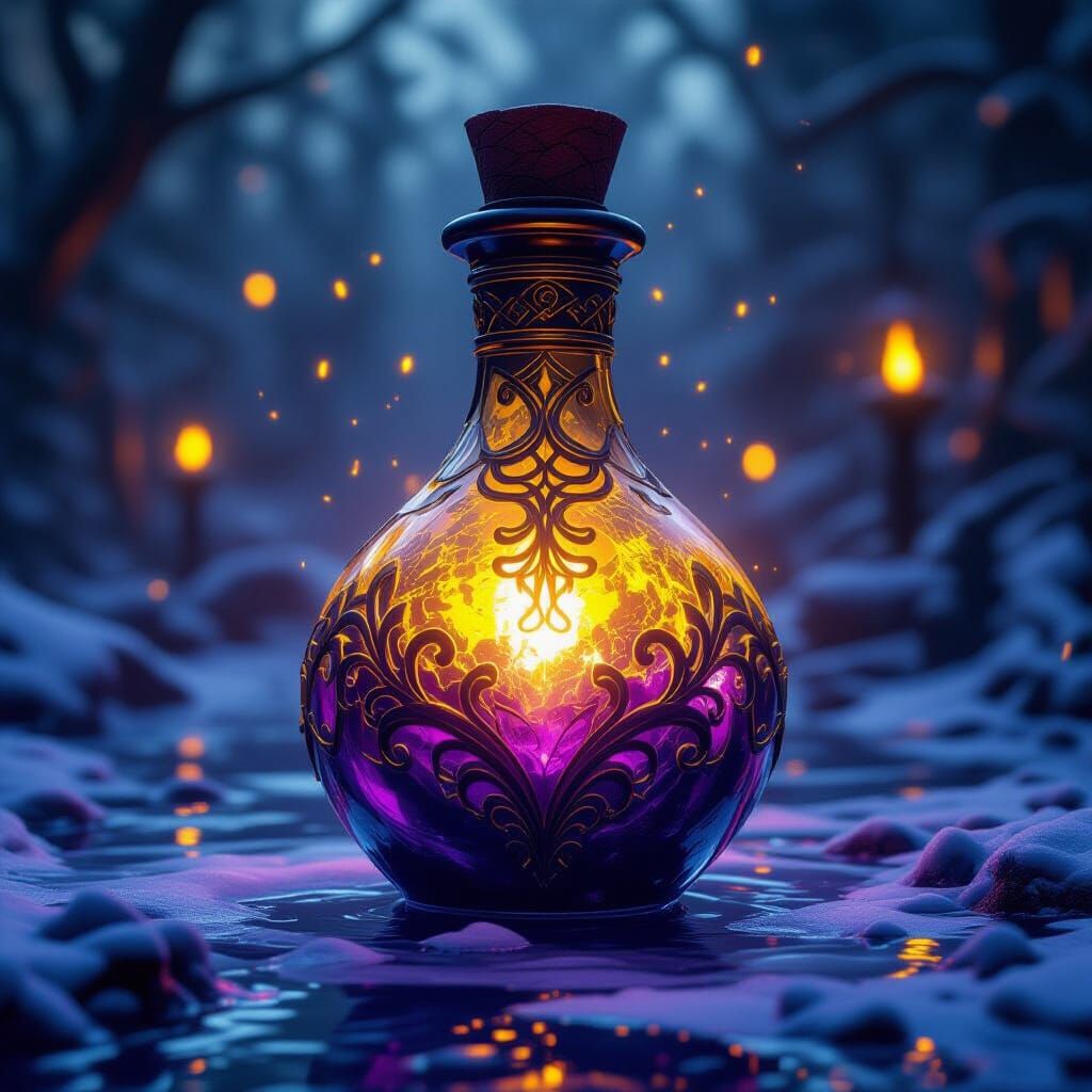Dark Fantasy Frost Walker Potion Concept Art