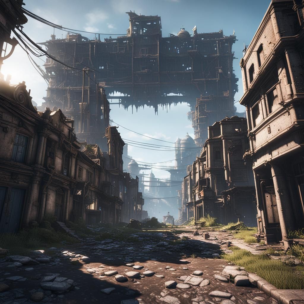 Abandoned City in 3D Game Cinematic Style