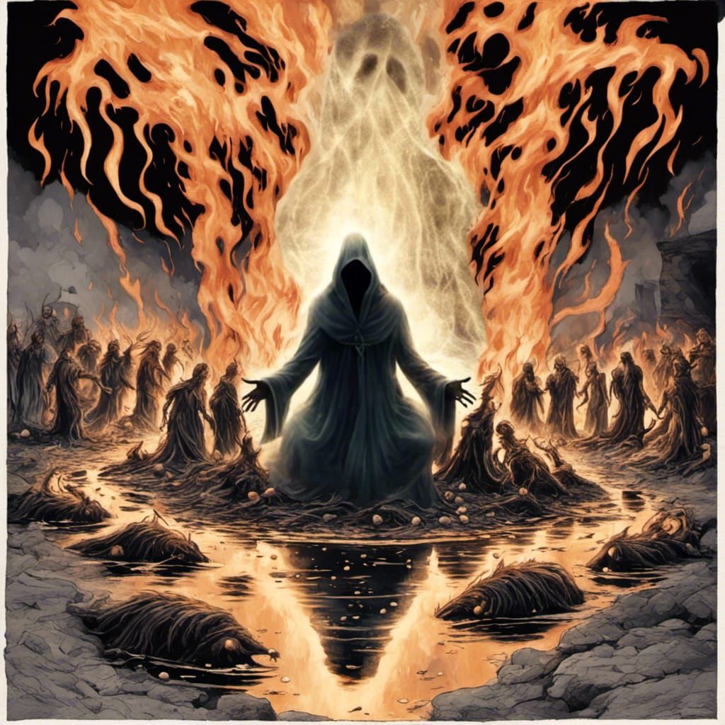 Hellscape: Evil Spirits Emanating from Tar Pit