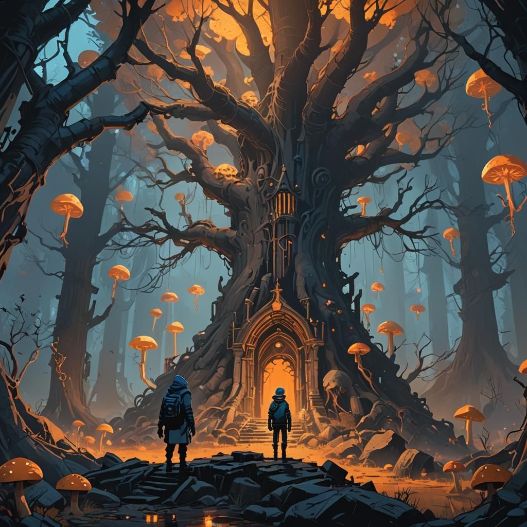 Sans in Ruined Cathedral: Dark Fantasy Concept Art