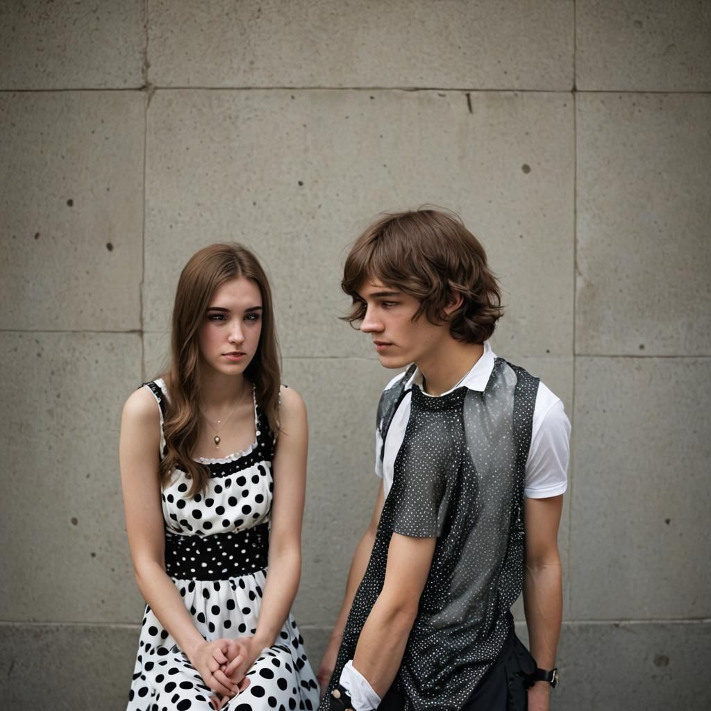 Elegant Portrait of a Young Couple in Polka Dots