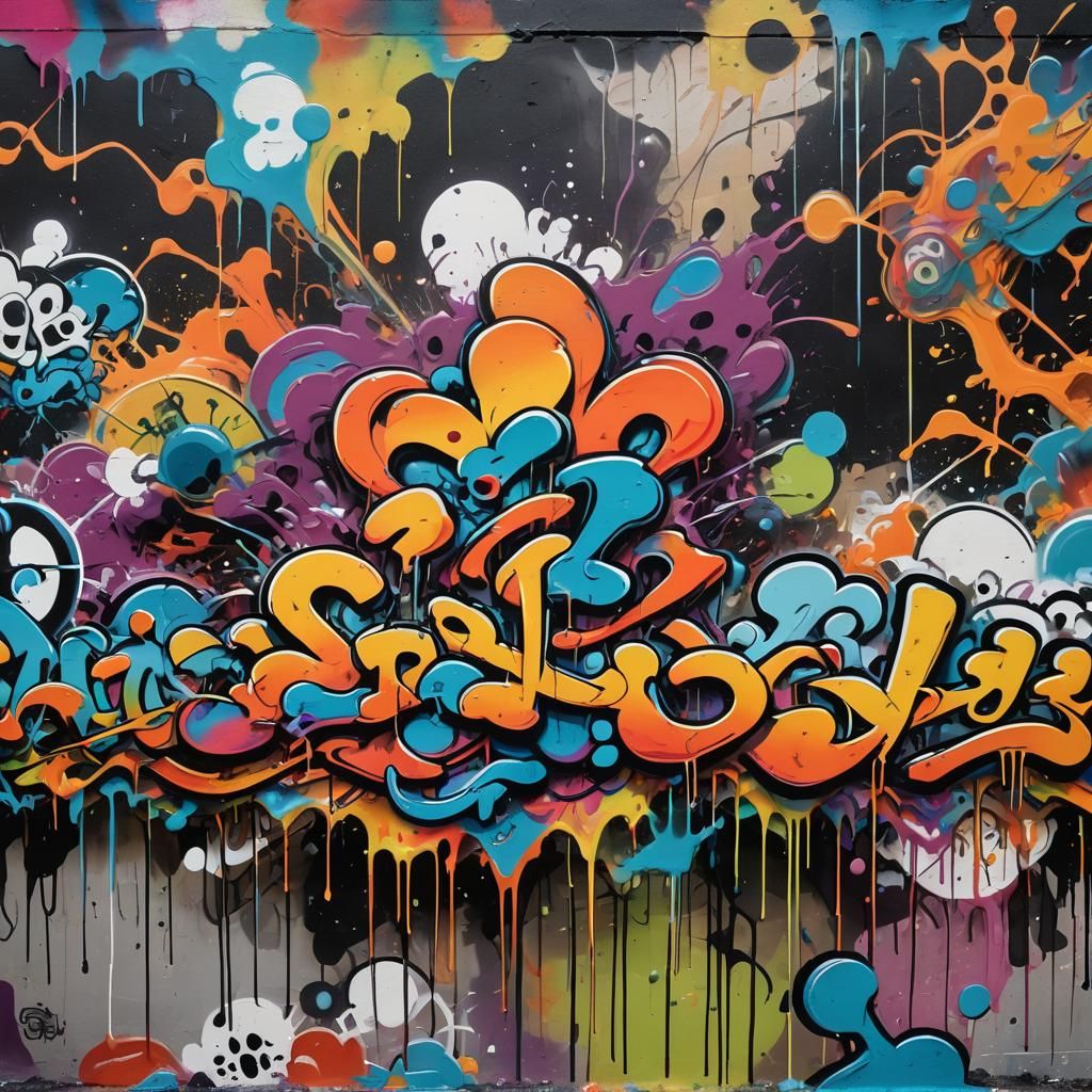 Colorful Polychromatic Graffiti Art with Melting Textures