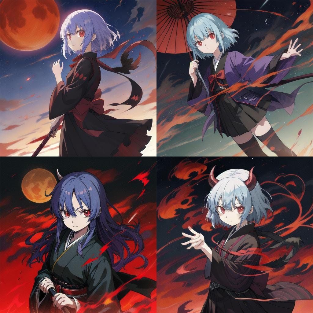 Demon Slayer Hashira at Night in Anime Style